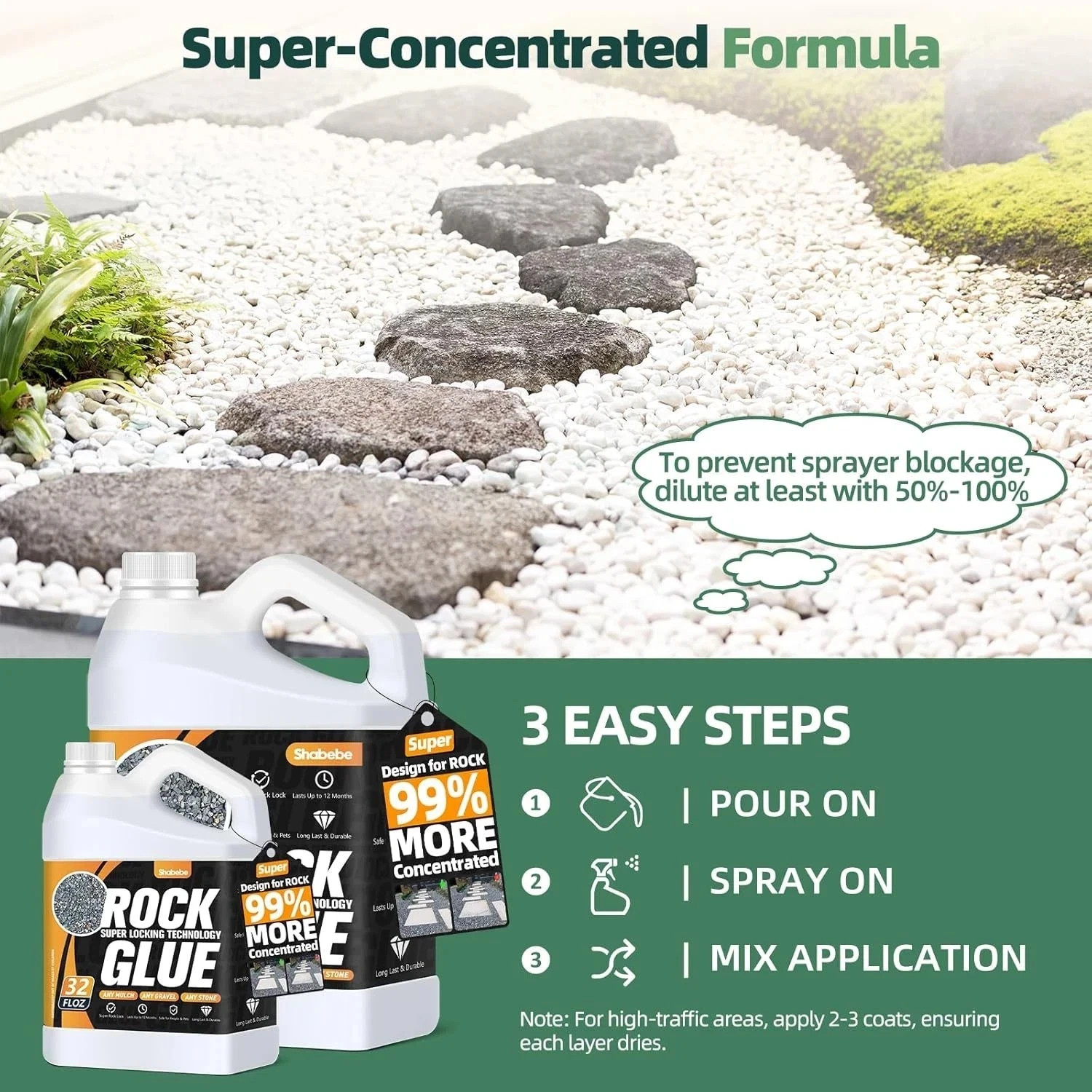 Rock Glue, Mulch Glue 30OZ- Fast-Drying Adhesive for Landscaping Rocks, Small