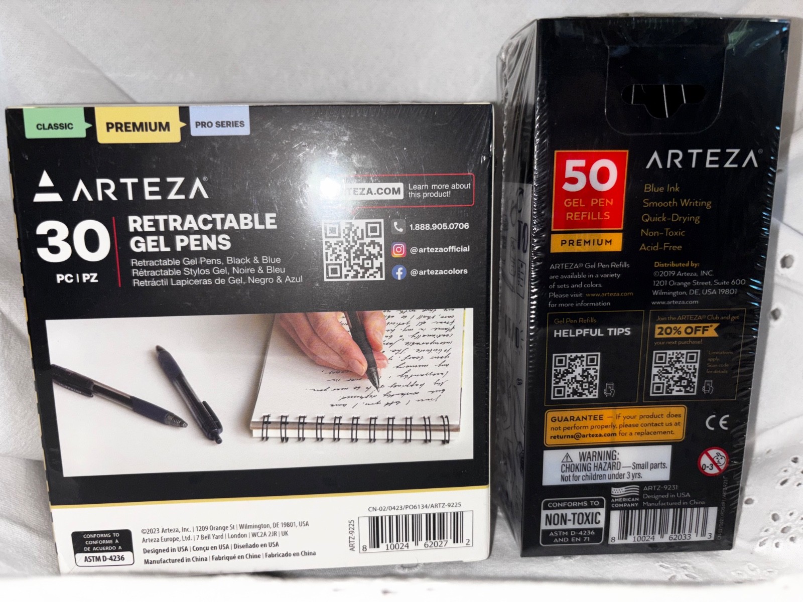 ARTEZA Premium art Gel Pens, Set of 30 Blue & Black With 50 Refills 0.7mm