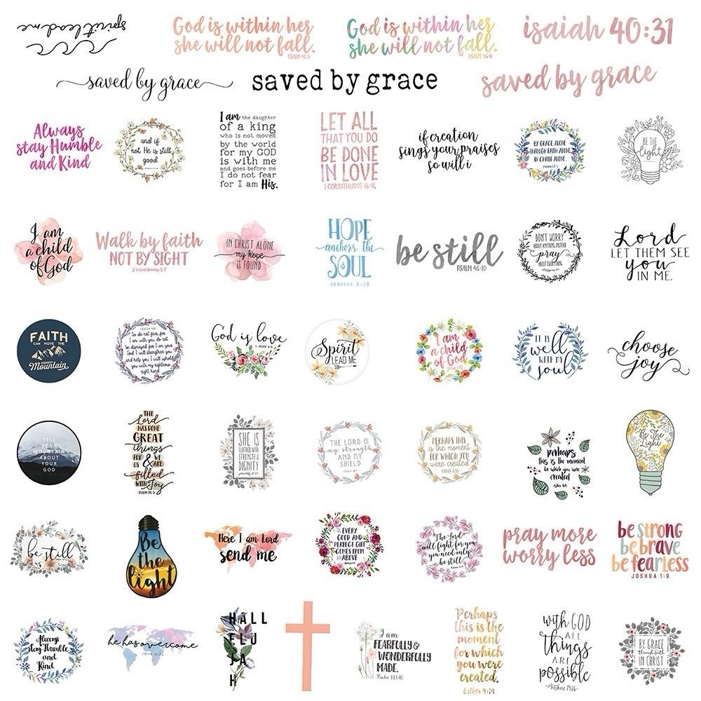 30Pcs Random Inspirational Words Bible Verses Quotes Waterproof Stickers