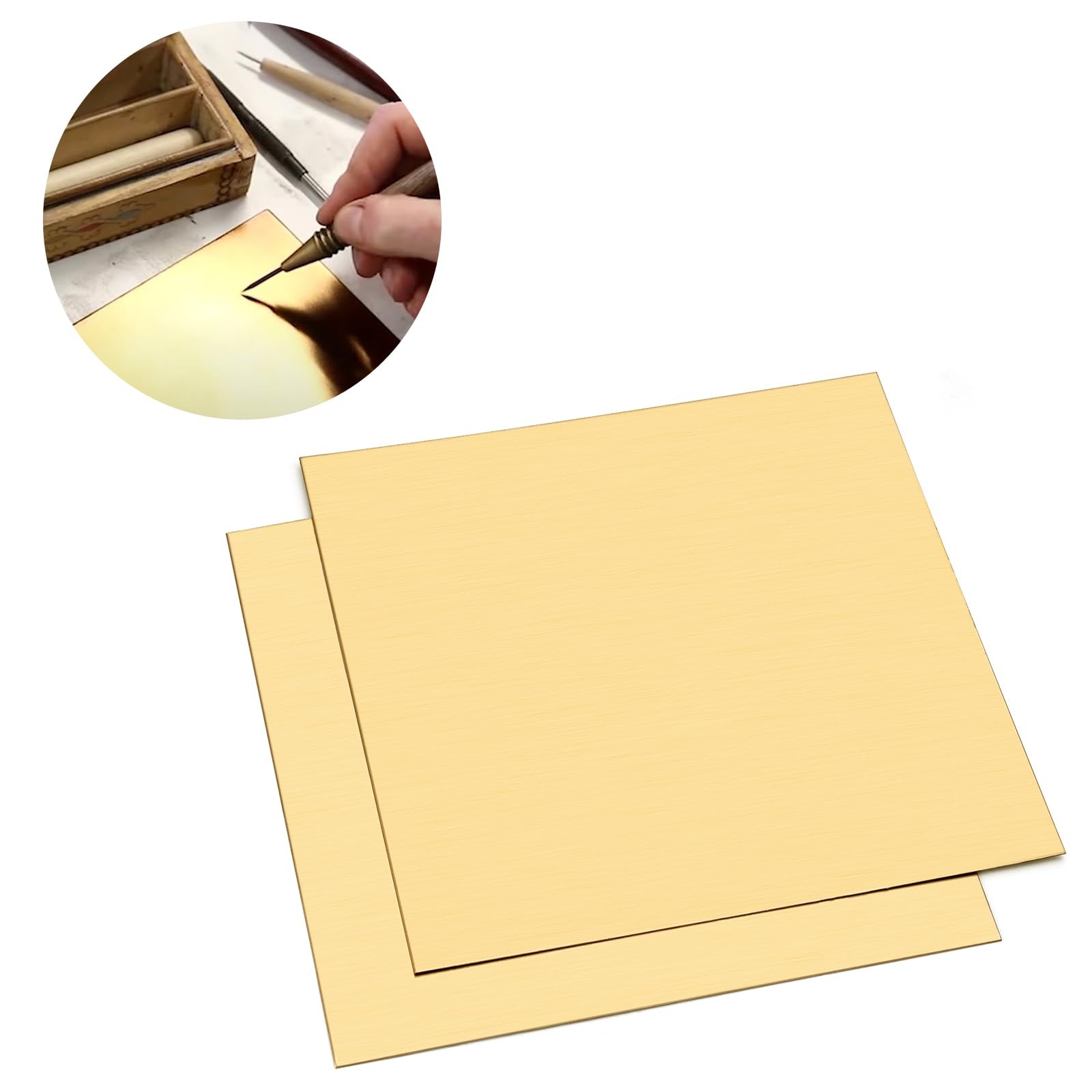 ELECTRAPICK 2 Pcs Brass Sheet, 24 Gauge(0.5 mm) 24 Ga Thickness, Gold