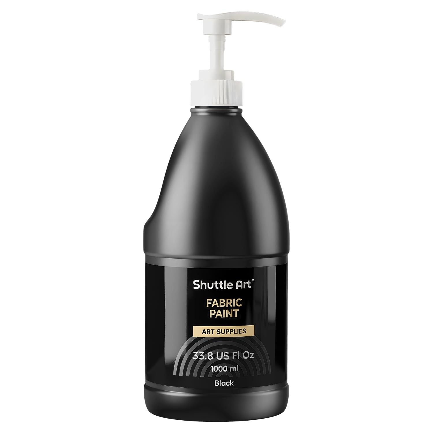 Shuttle Art Black Fabric Paint, 33.8 oz(1000 ml) Large Bottle with Pump, Perm…