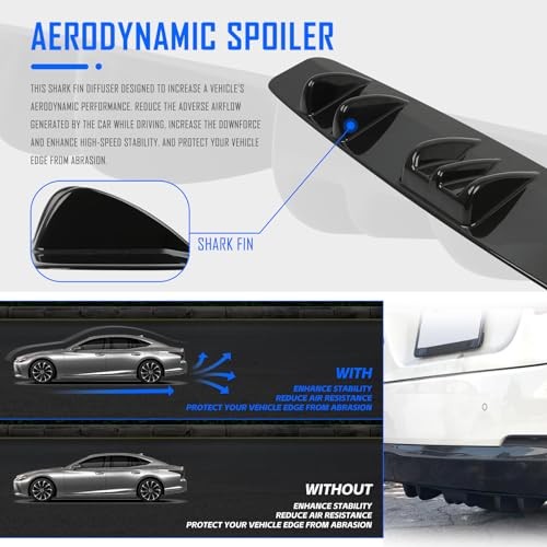 33″ Rear Diffuser Universal Rear Bumper Diffuser Lip Shark Fin | 33inch Black