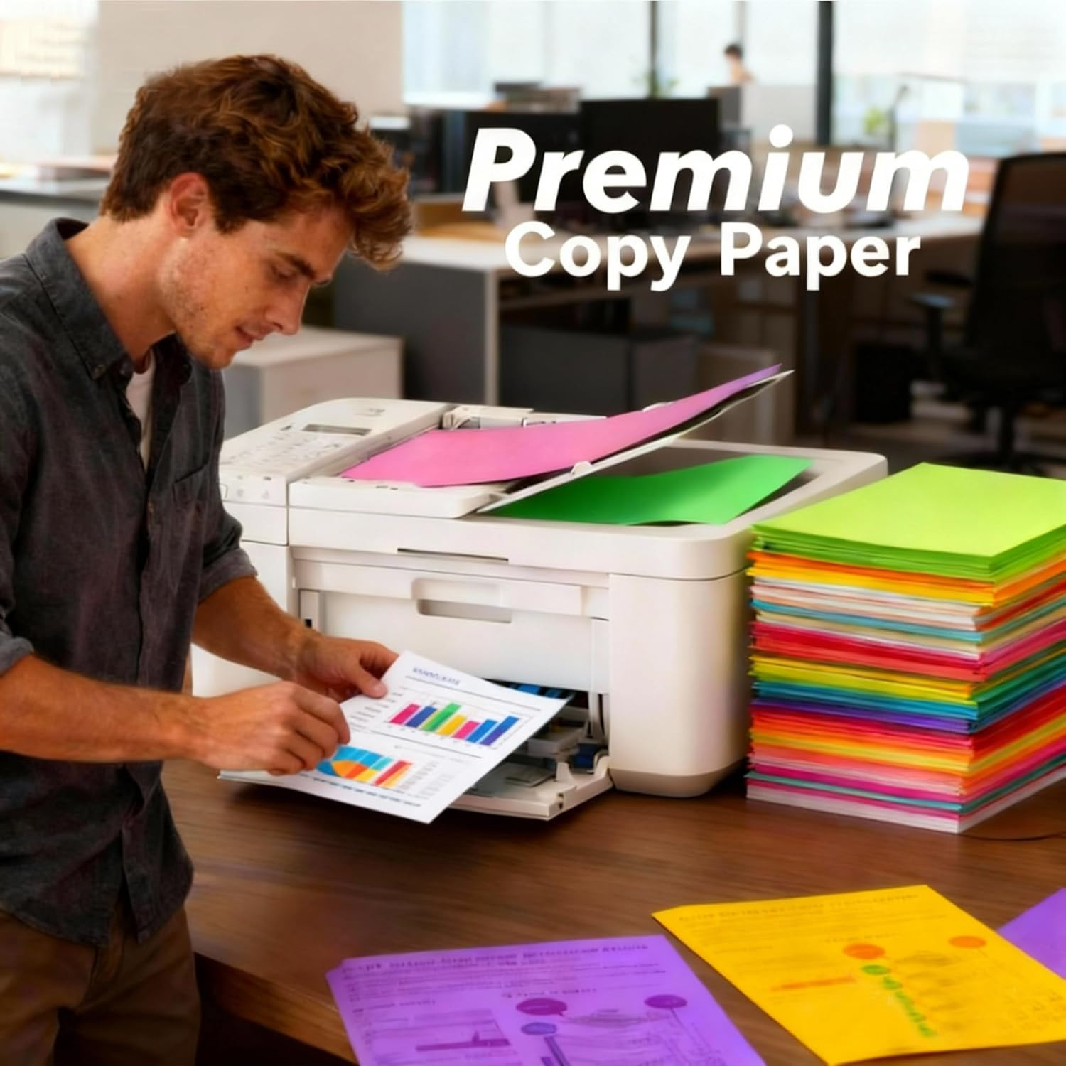 Colored Paper 100 Sheets, 20 Assorted Colors Construction A4 Copy Paper for Scho