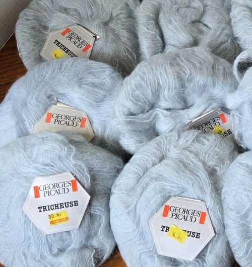 Vtg Georges Picaud Tricheuse Mohair Yarn Light Blue #22 Lot of 9 SAME DYE LOT