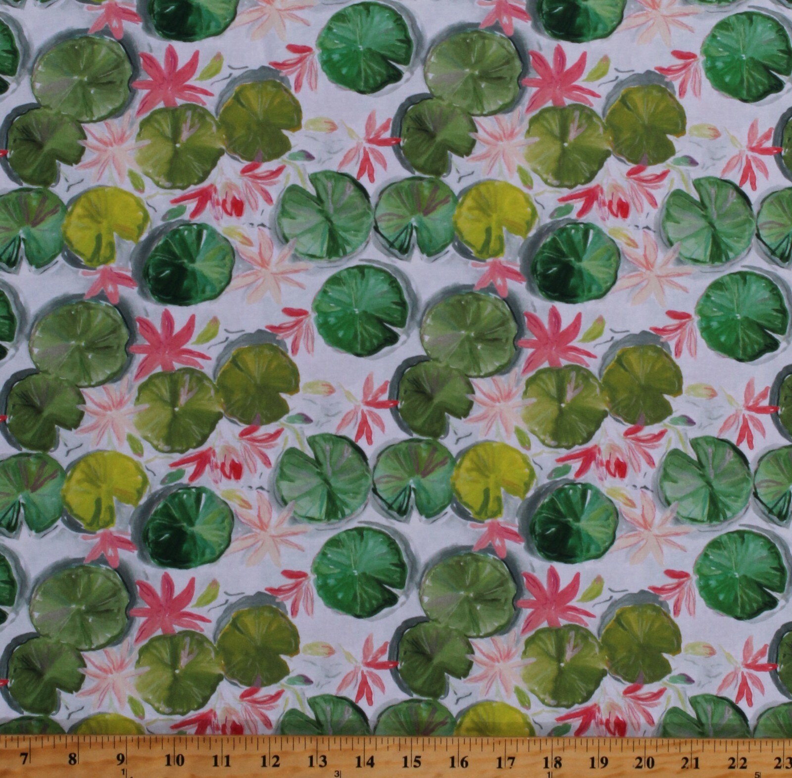 Cotton Lily Pads Flowers Frogs Water Lake Fabric Print by the Yard D774.93