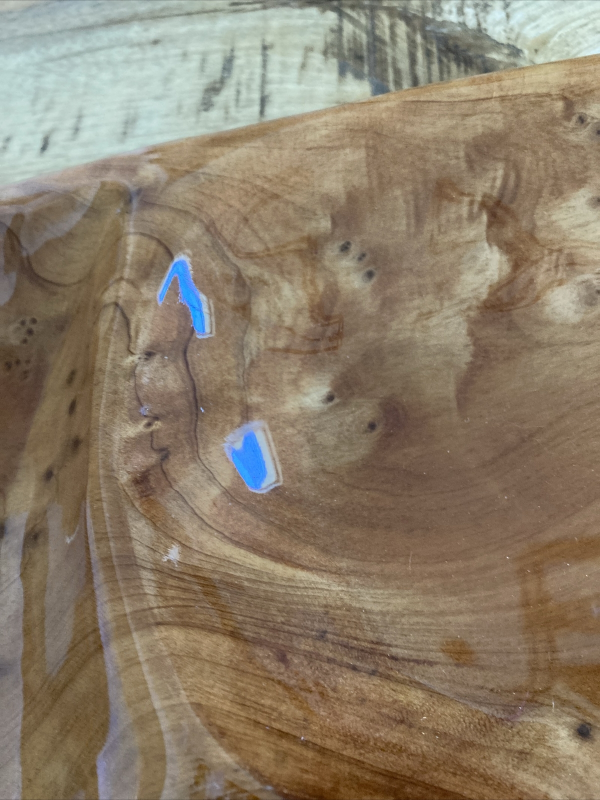 Large 18.5″ HAND MADE Divided LIVE WOOD Serving Tray w/TURQUOISE Accents