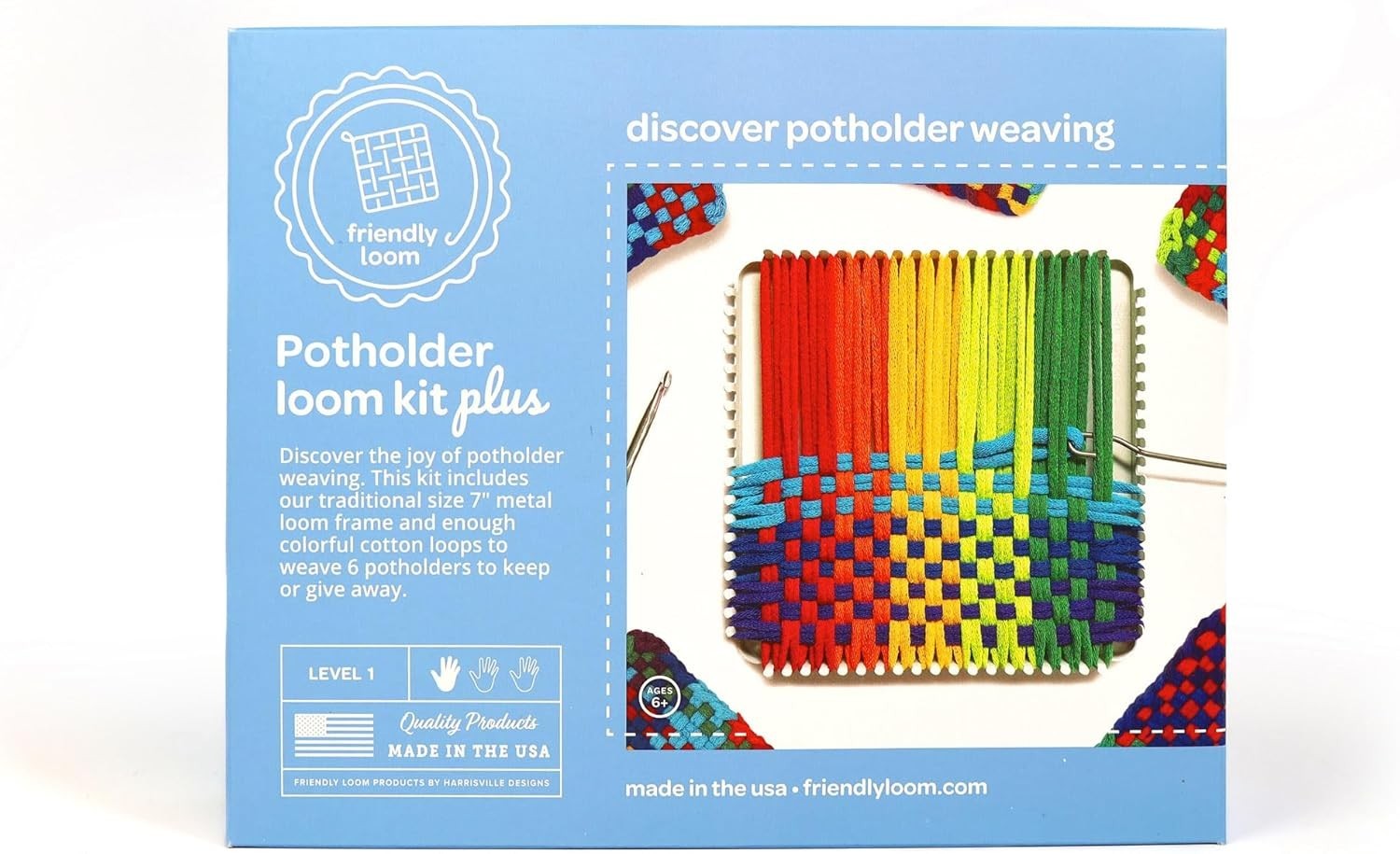 Traditional Potholder Loom Kit Cotton Loops Weaving Craft for All Ages