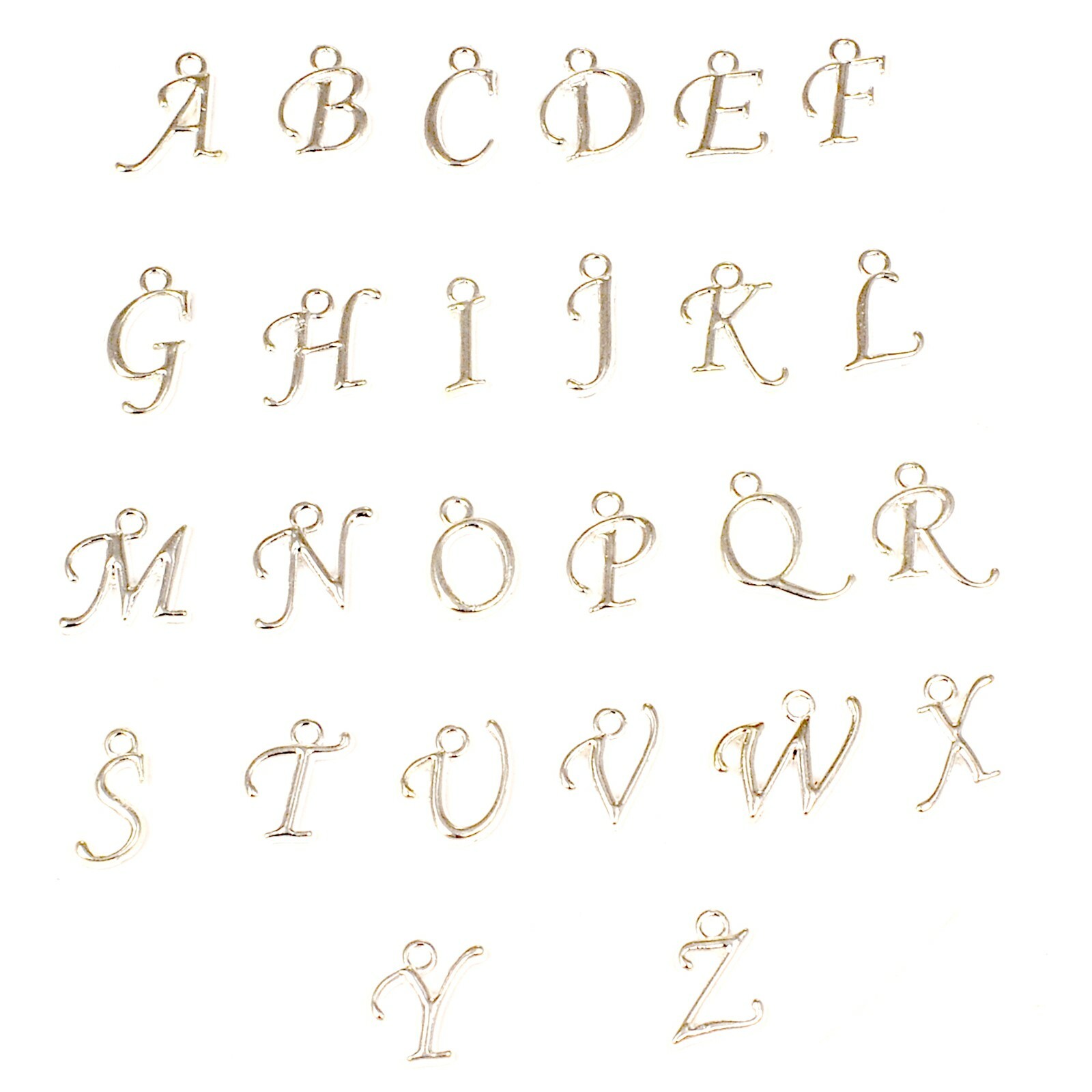 Letter Charms A-Z Necklace, Keychain 2pcs 15mm Gold Copper Brass Silver Findings