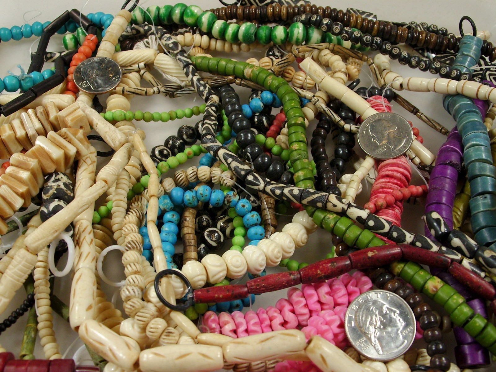 2 Pounds Odds and Ends India Handmade Water Buffalo Bone Beads Lot (AXP-2) ⭐