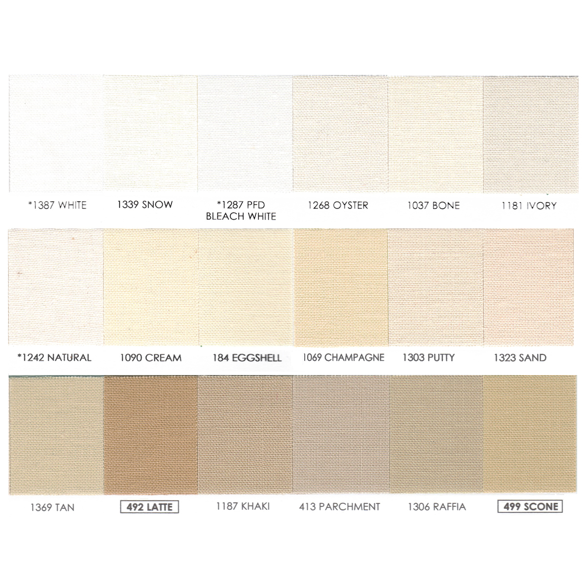 ROBERT KAUFMAN “KONA COTTON SOLID” Natural tones by the 1/2 yard