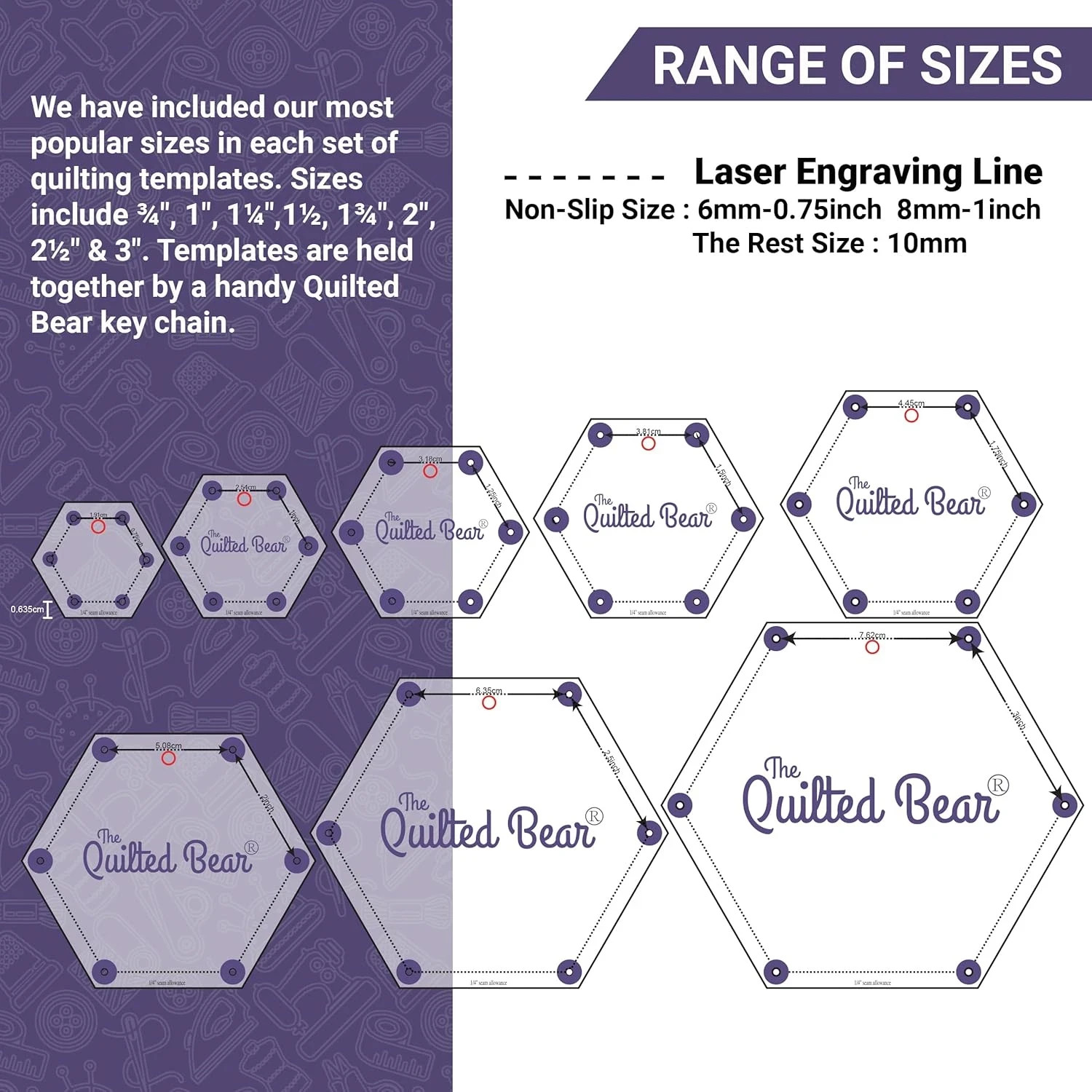 Heart Quilting Templates – 8 Clear Non-Slip Acrylic Quilt Templates for Precise
