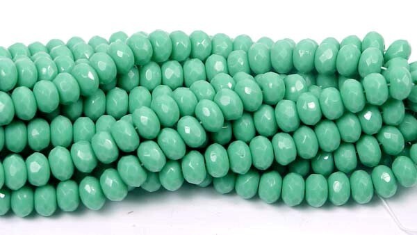 25 Czech Glass Faceted Rondelle Beads – Turquoise 7x5mm