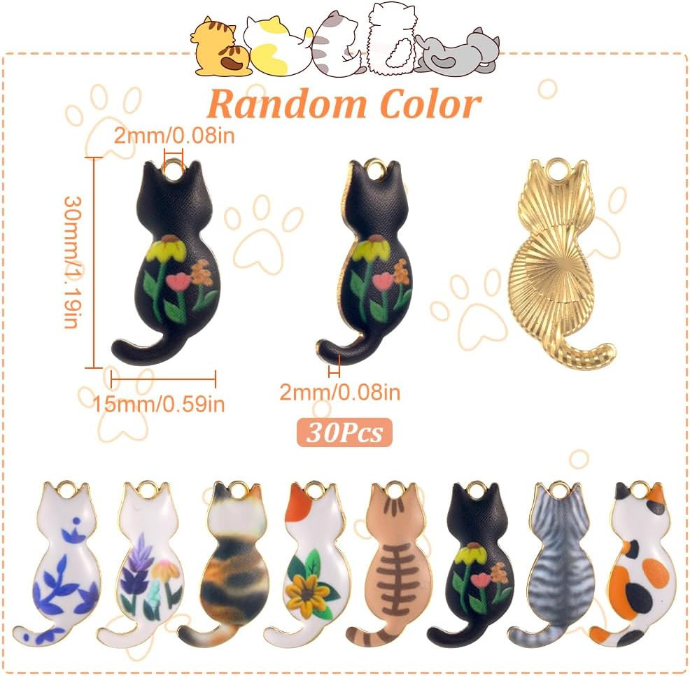 1 Box Cat Charms Bulk Pet Charms Kitty Charm Black Cat Kitten Animal Enamel C…