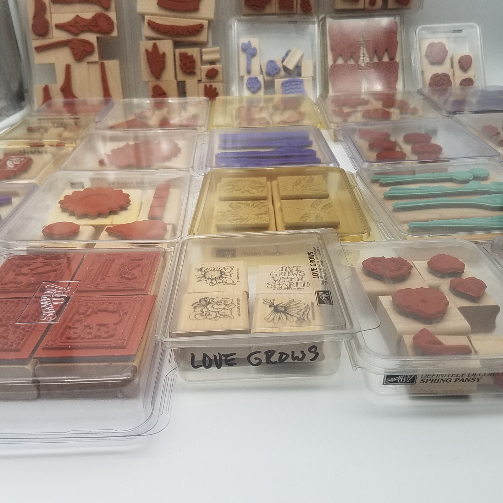 Lot of 29 Sets, 165 Pieces – Stampin’ Up! Flowers Sets, Wood Rubber Stamps