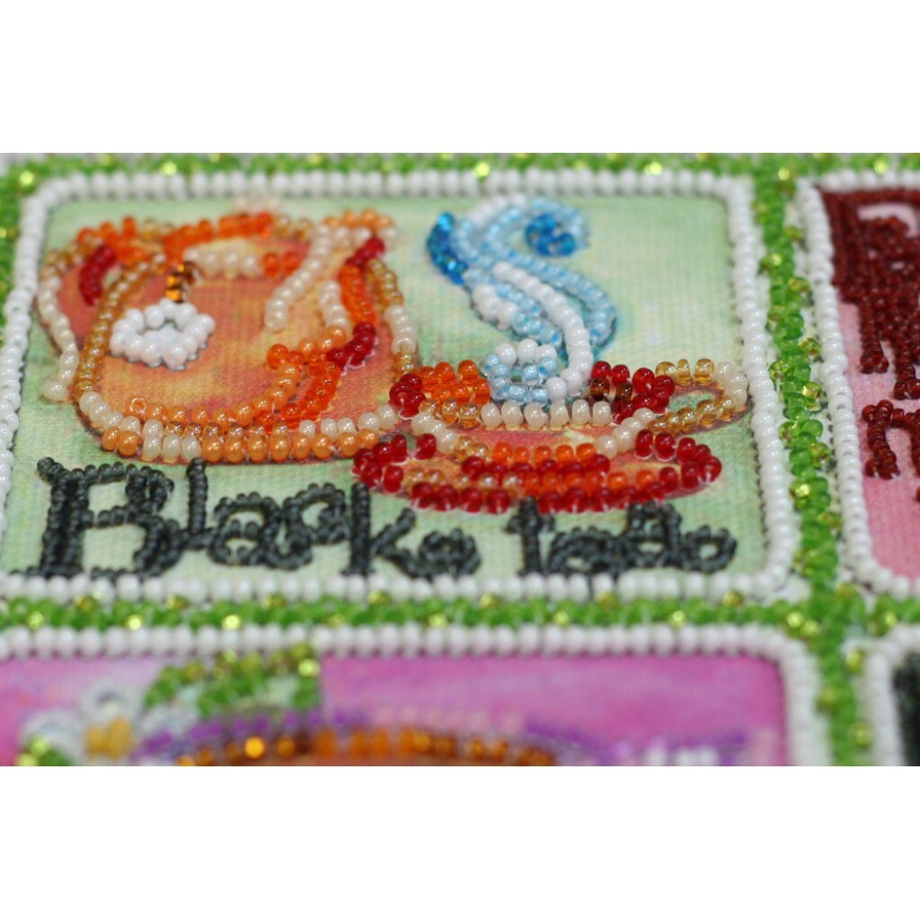 Bead Embroidery Kit Tea Beaded stitching Beadwork DIY Abris Art