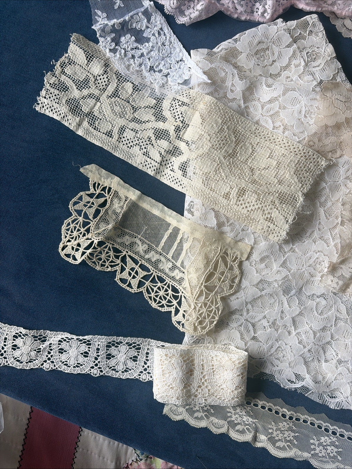 Antique Lace Trim Lot Victorian Edwardian Mixed Lace Yardage Sewing Ephemera