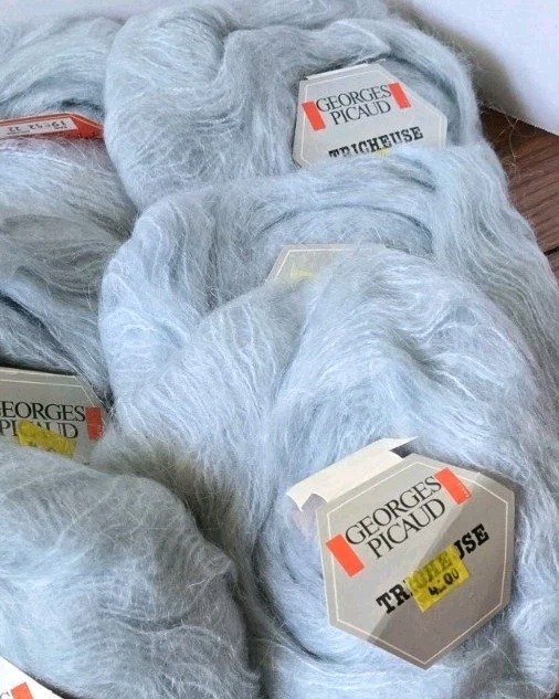 Vtg Georges Picaud Tricheuse Mohair Yarn Light Blue #22 Lot of 9 SAME DYE LOT