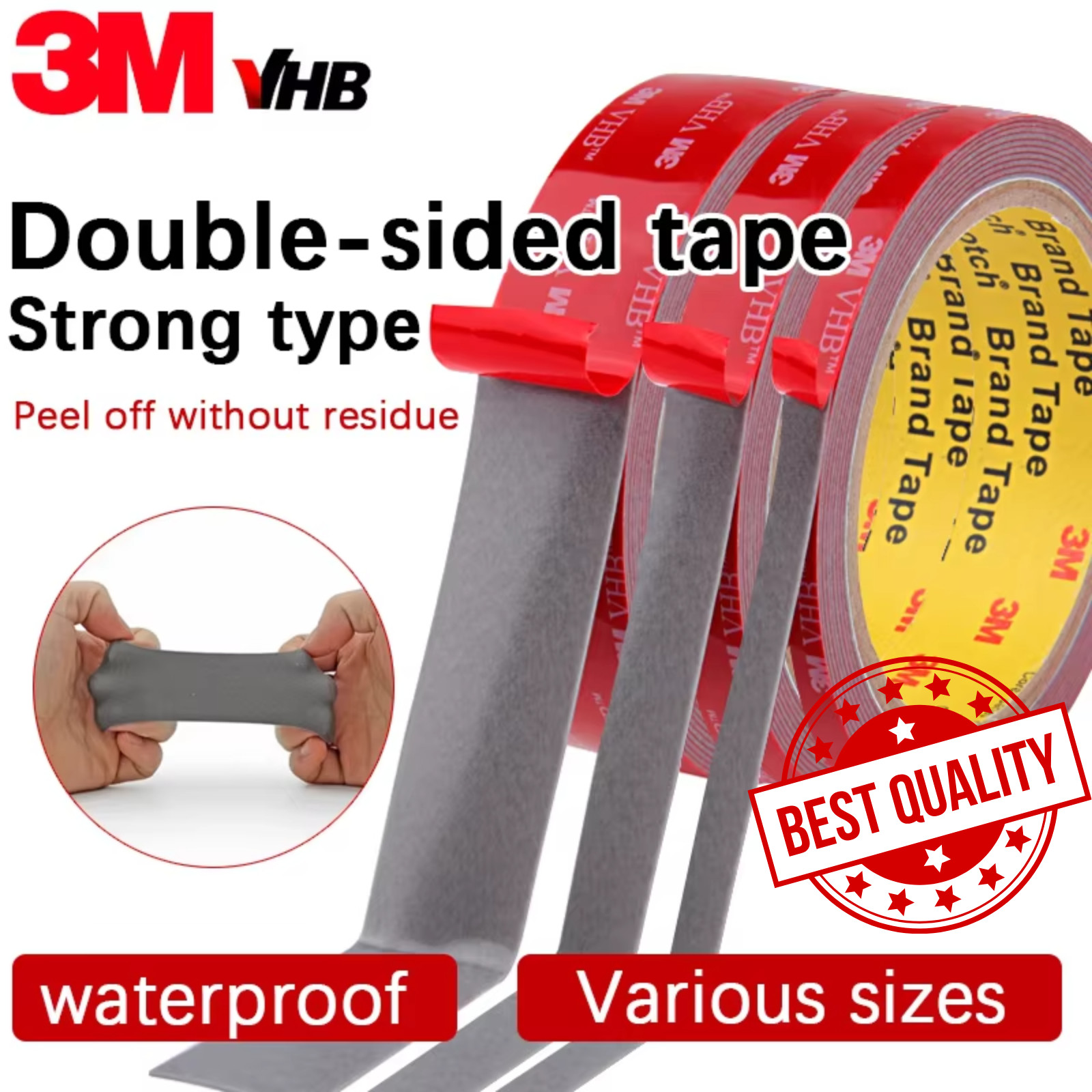 3M Double Sided Tape Heavy Duty Mounting Tape for Car, Home and Office