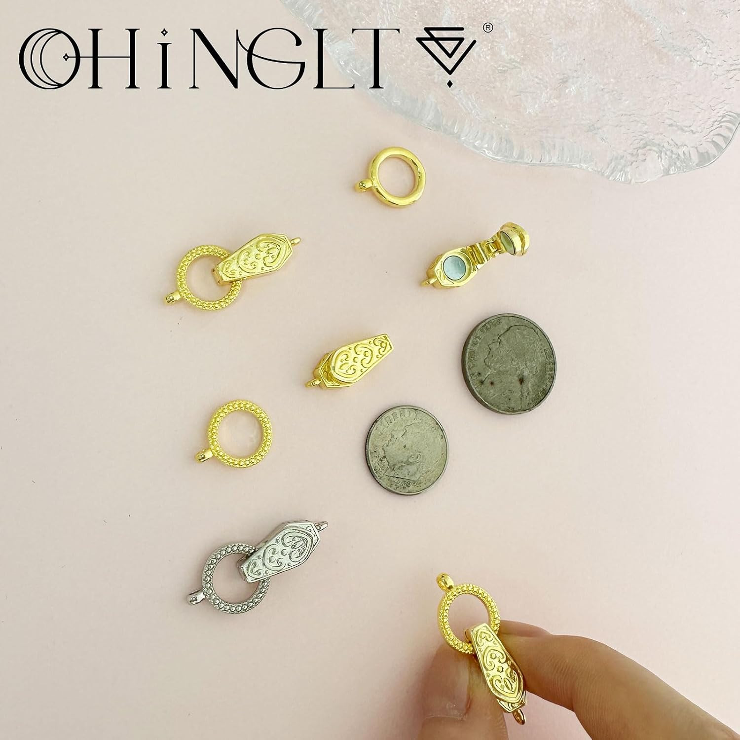 Fold over Magnetic Necklace Clasps and Closures 18K Gold and Silver Plated Brass