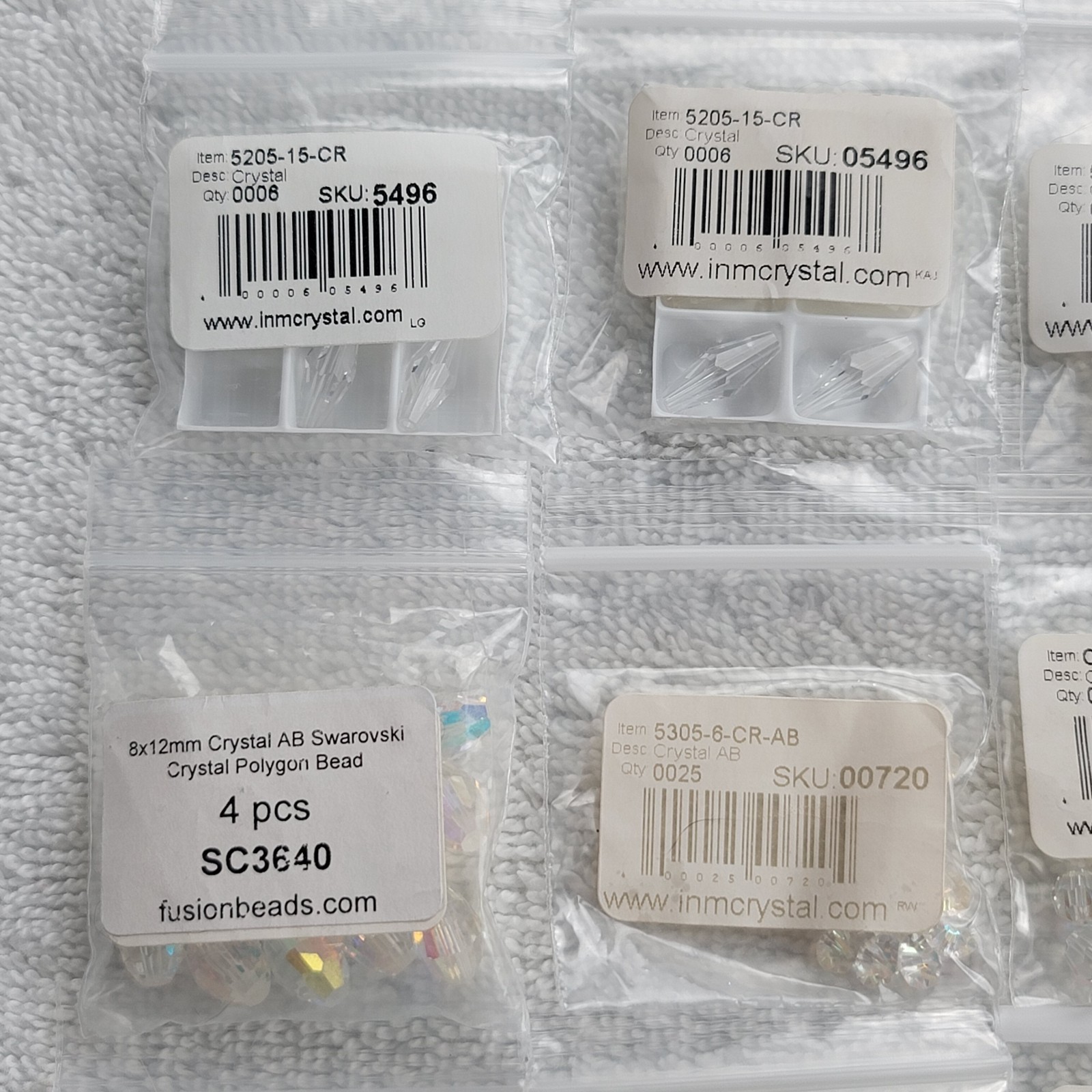 Swarovski Crystal Bead Lot Clear AB Drop Heart Cube/Mixed Qty 4841 5205 5305
