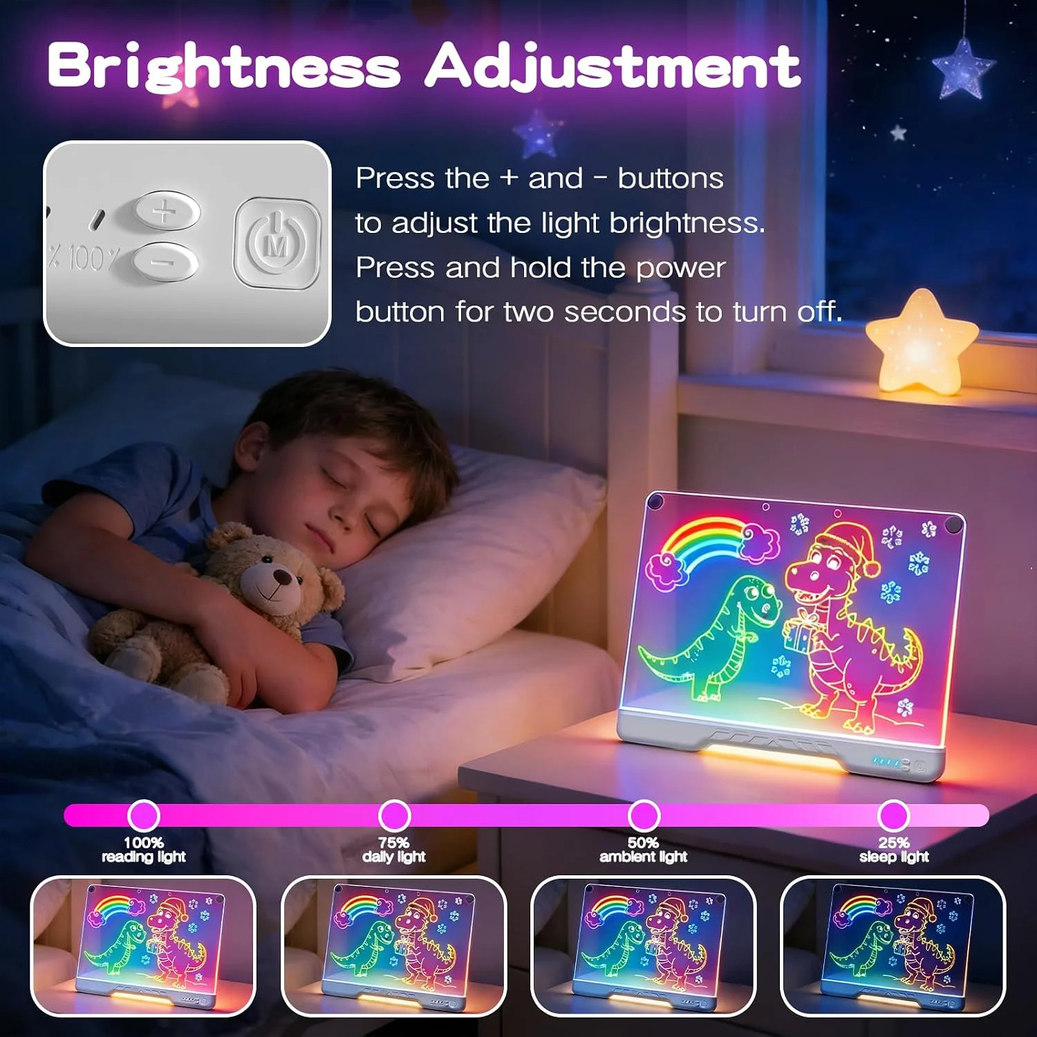 LED Light Board Drawing Pad for Kids, Rechargeable Glow Art Tablet with 12 Color