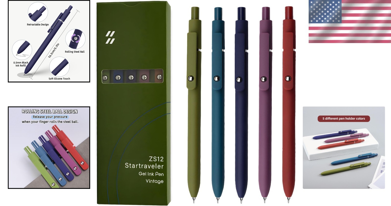 Retractable Gel Pens – 0.5mm Fine Point Black Ink for Vintage Lovers