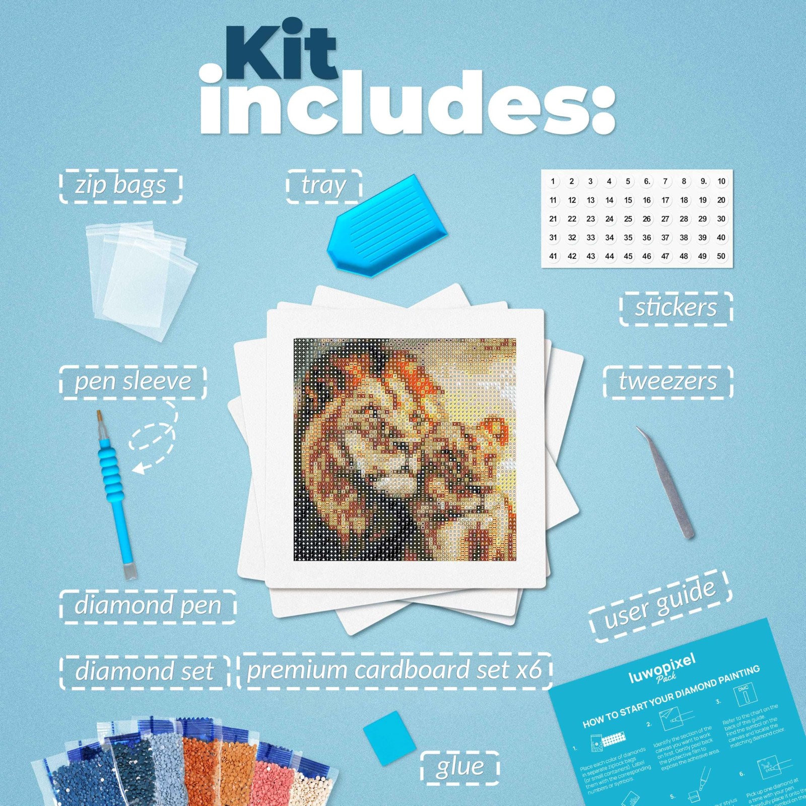 6 Pack Diamond Painting Kits for Adults – Featuring Majestic Wild Cats Designs