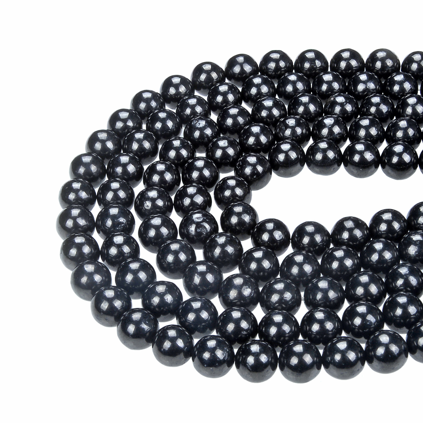 Natural Black Jet Smooth Round Beads 6mm 8mm 10mm 12mm 15.5″ Strand