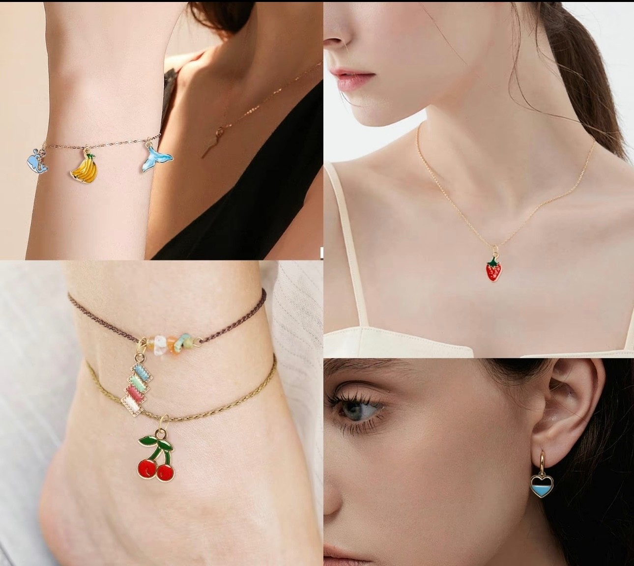 100 Pcs Mixed Random Cute Enamel Charms Bracelet Necklace Jewelry DIY