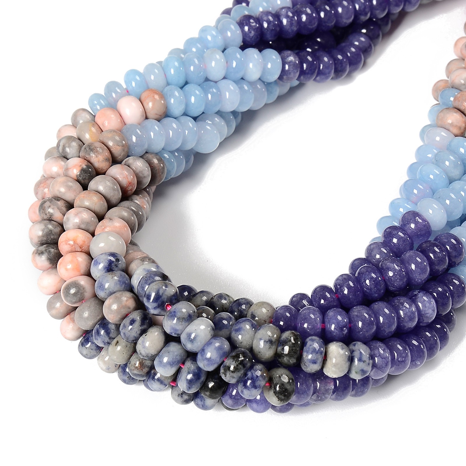 03-Multi-color Gemstone Smooth Rondelle Beads Size 5x8mm 15.5” Strand