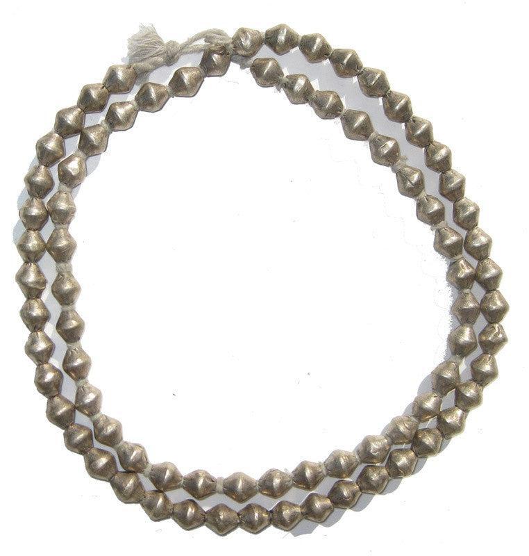 Ethiopian White Metal Bicone Beads 8x7mm African Silver Large Hole Handmade