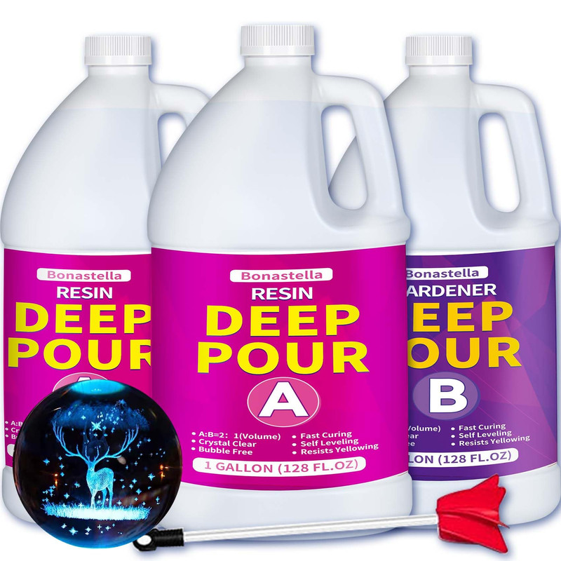 Bonastella Deep Pour Epoxy Resin – 3 Gallon Crystal Clear Resin Epoxy Kit For