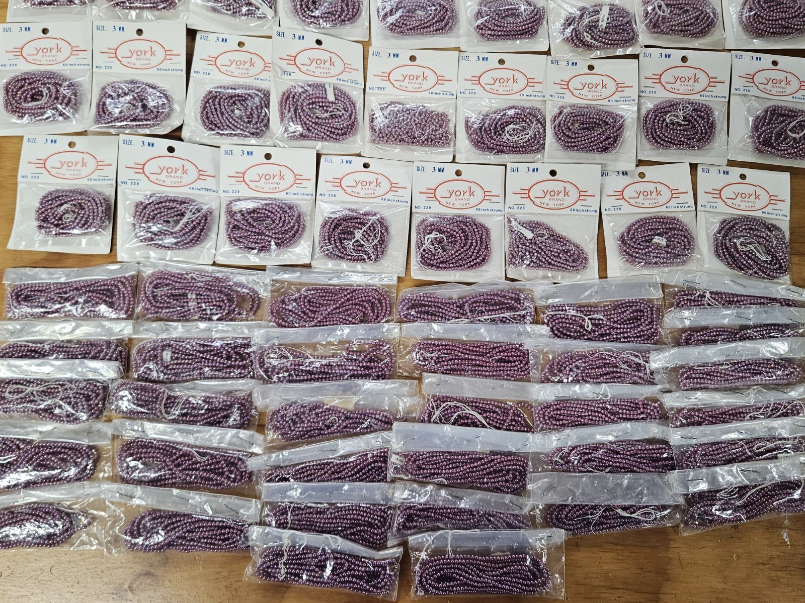 Lot 68 York Brand 3mm Iridescent AB Mauve Japanese String Pearls Plastic Beads