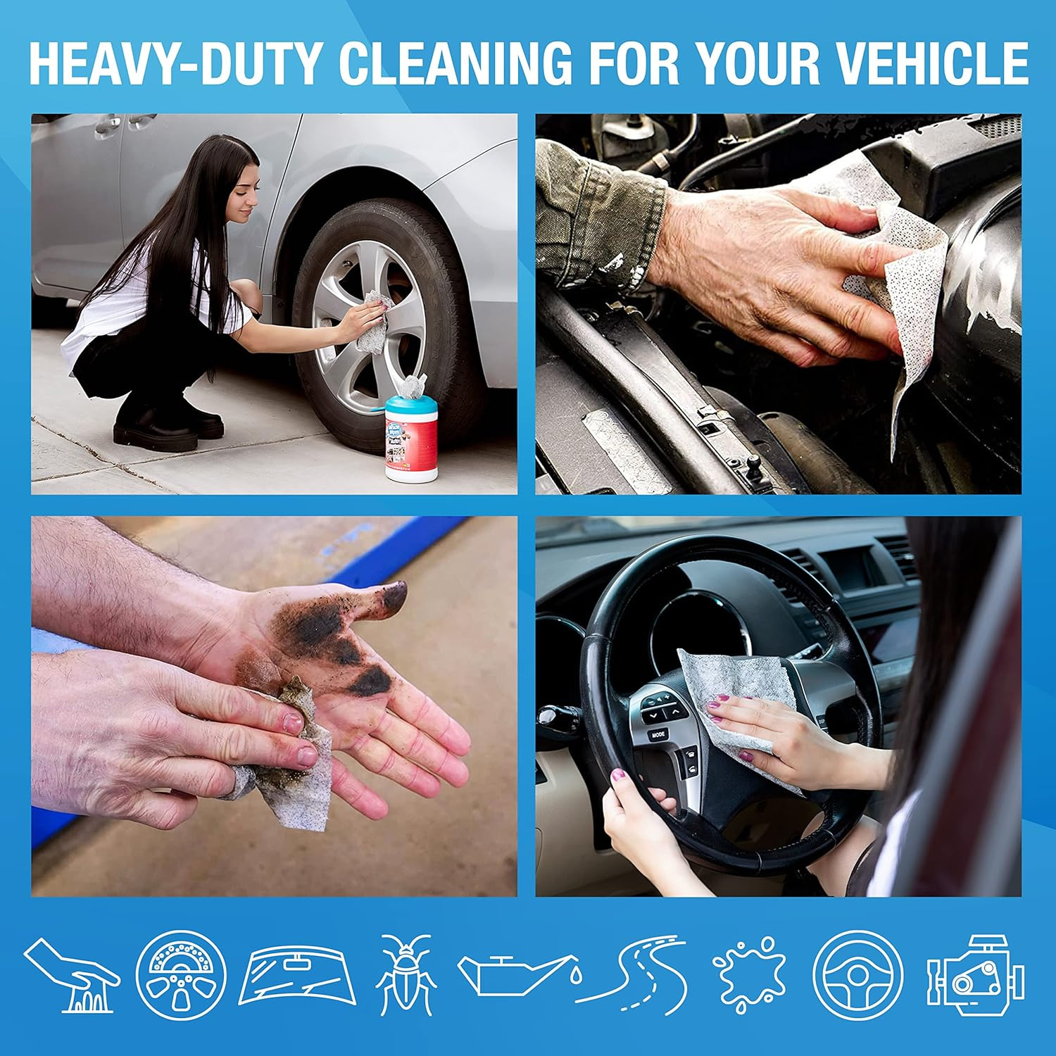 for Automotive, All Purpose Cleaning Wipes for Hands, Auto Interior, Exterior, D