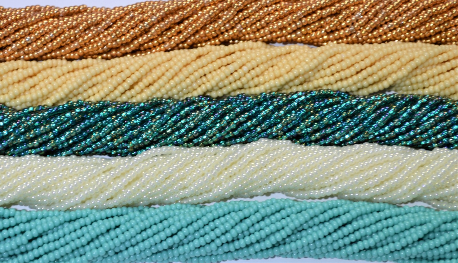 Turquoise & Sand Mix/Lot 11/0 Czech Glass Seed Beads, 5 Hanks