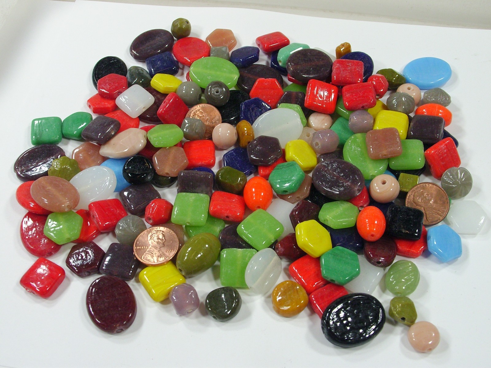 2 Pounds Assorted Shapes and Sizes India Handmade Multicolor Glass Beads (A-9) ⭐