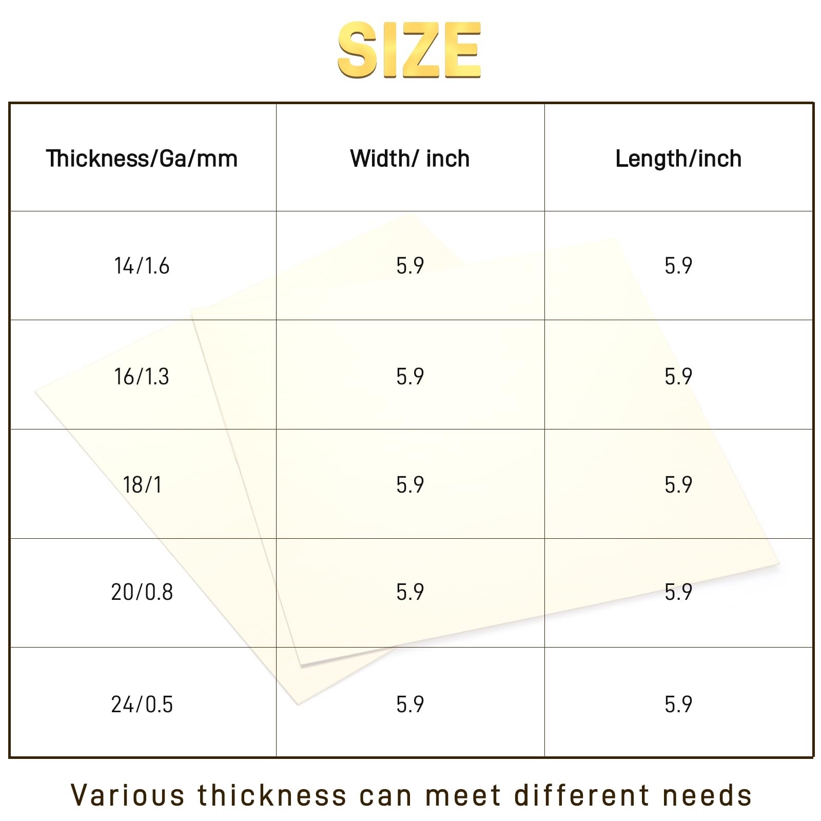 ELECTRAPICK 2 Pcs Brass Sheet, 24 Gauge(0.5 mm) 24 Ga Thickness, Gold