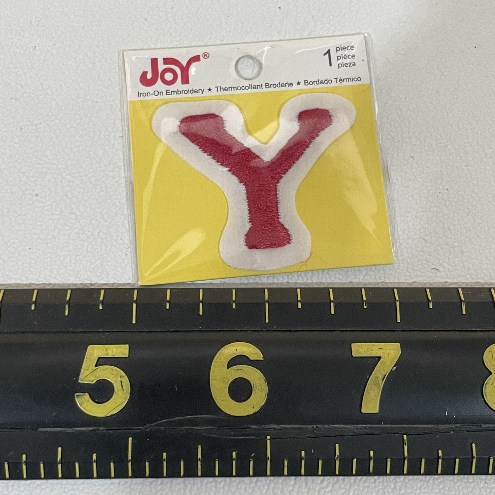 Small 1.5” Letter Initial Y Patch (Red On White “Y”) M010