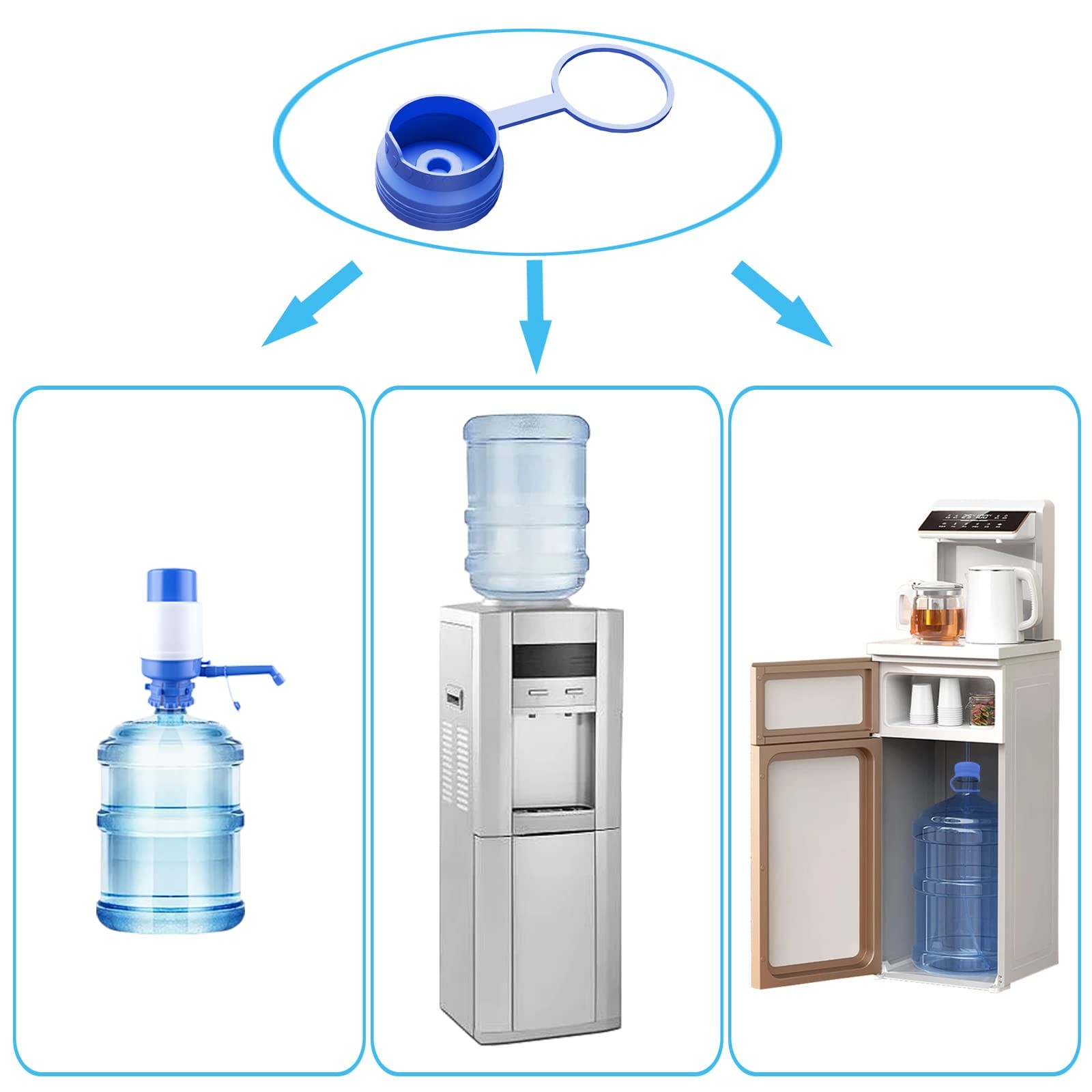 3 & 5 Gallon Water Jug Cap all bottles with a diameter of 55mm, Blue