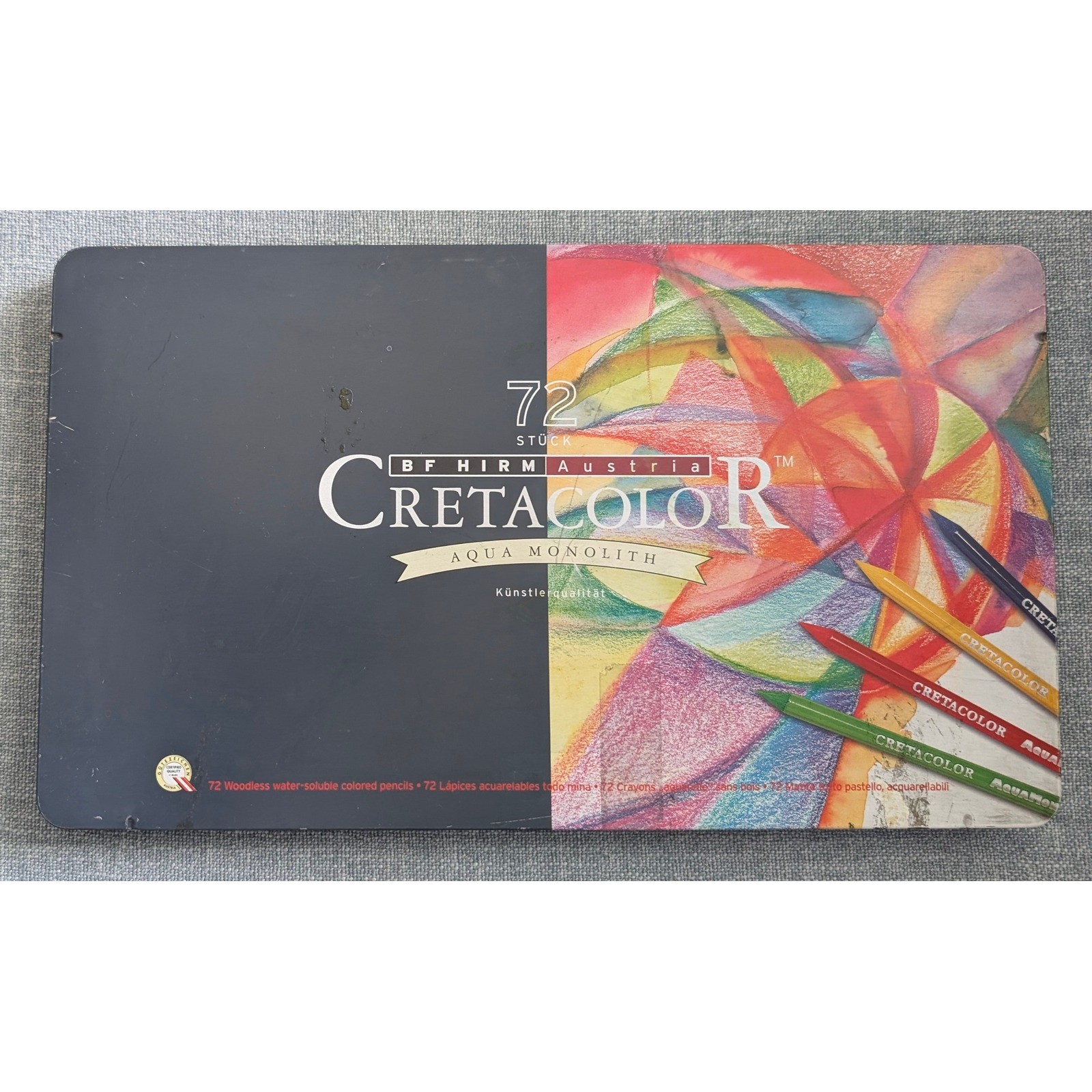 Cretacolori Aqua Monolith Woodless Watercolor Pencils Set Artist Tin Austria