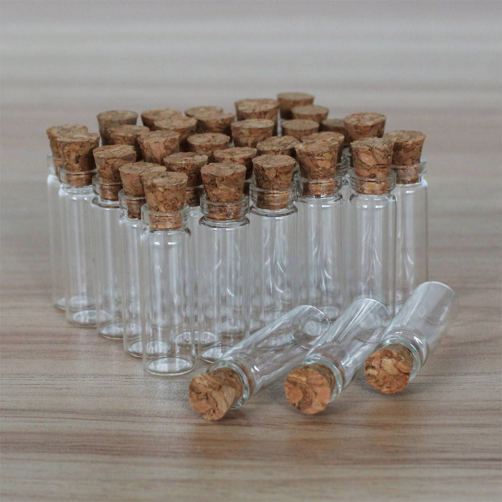 50/100/200Pcs 2ML Clear Glass Bottles with Corks Containers Jars Bottle Vials