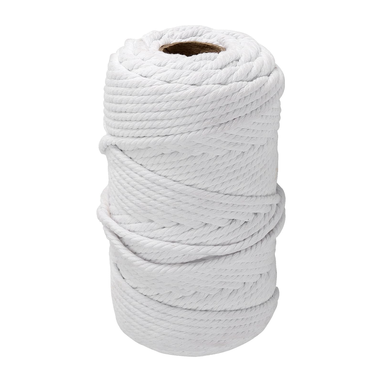 6mm x 164 Yards White Macrame Cotton Cord 4 Strand Twisted Soft Rope DIY Craft