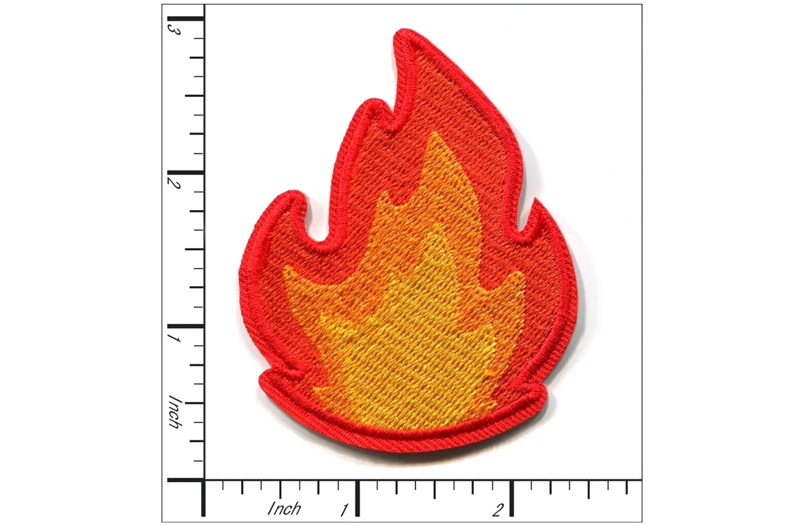 Flame Fire Emoji Embroidered Iron On Patch – Red and Yellow Heat Symbol Badge