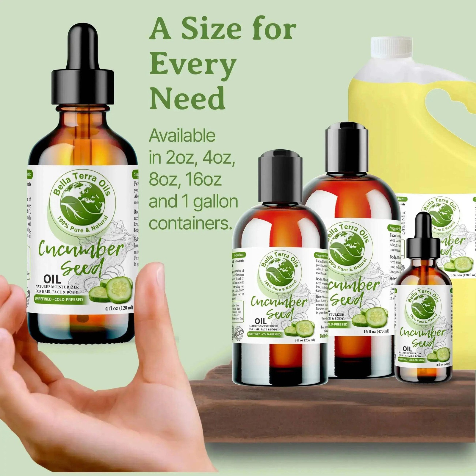 Cucumber Seed Oil – 4oz | Cold-Pressed Oil for Skincare, Haircare & DIY Projects