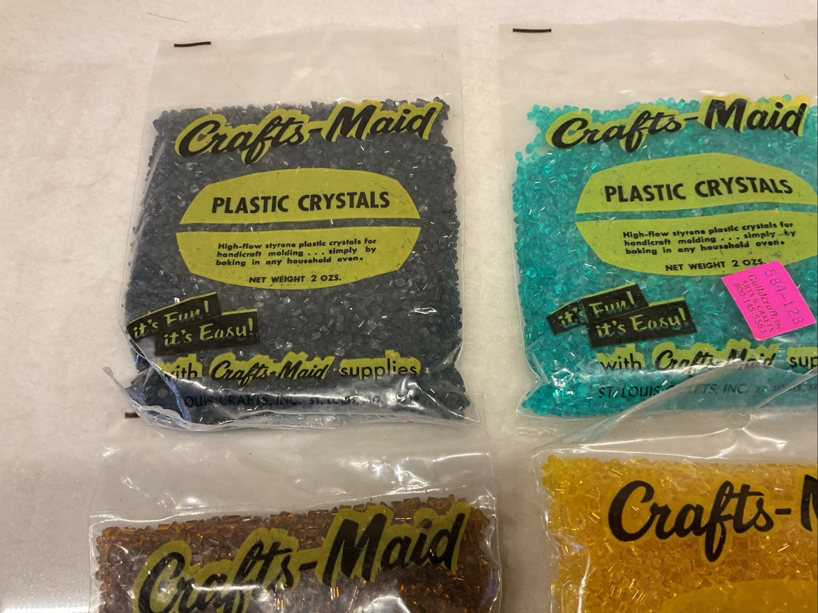 Vintage Crafts Maid Plastic Crystals New Old Stock 8 2 Ounce Packages