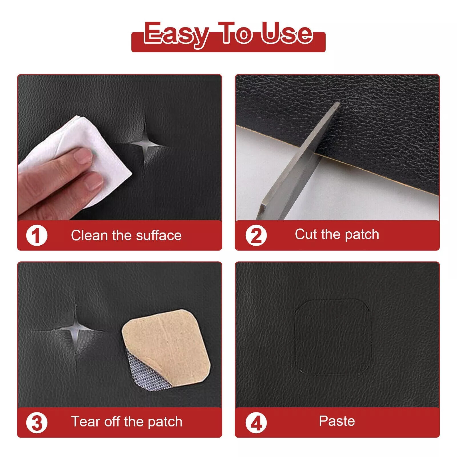 Brown Self-Adhesive Leather Repair Patch Tape For Seats Couch Sofa Chair Jacket