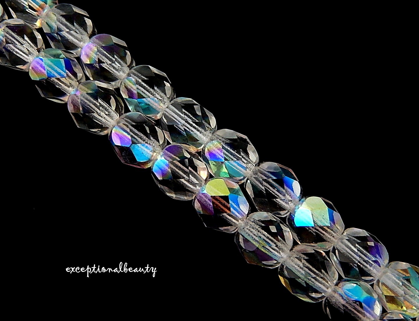 68 Preciosa Czech Fire Polished Glass 6mm Faceted Crystal Aurora Borealis Beads
