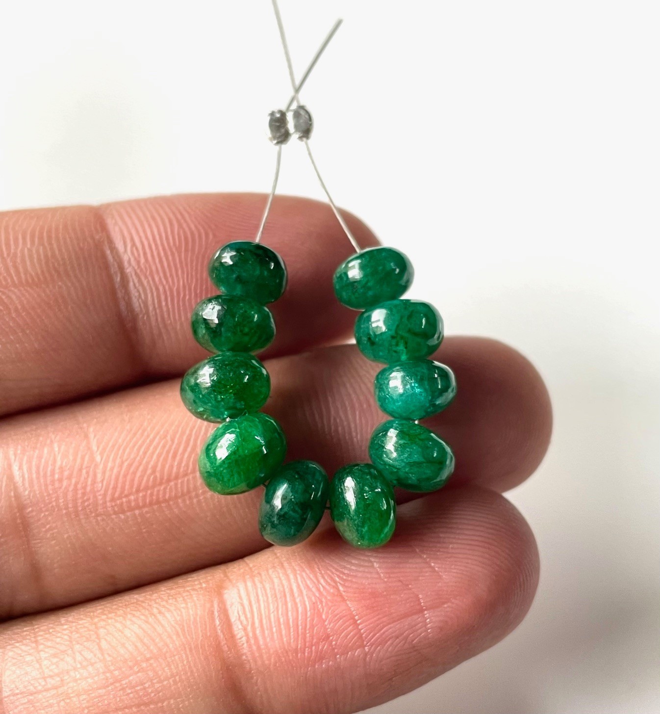 10pcs Natural Emerald Smooth Rondelle Beads 8/6MM, Green Emerald Loose Beads