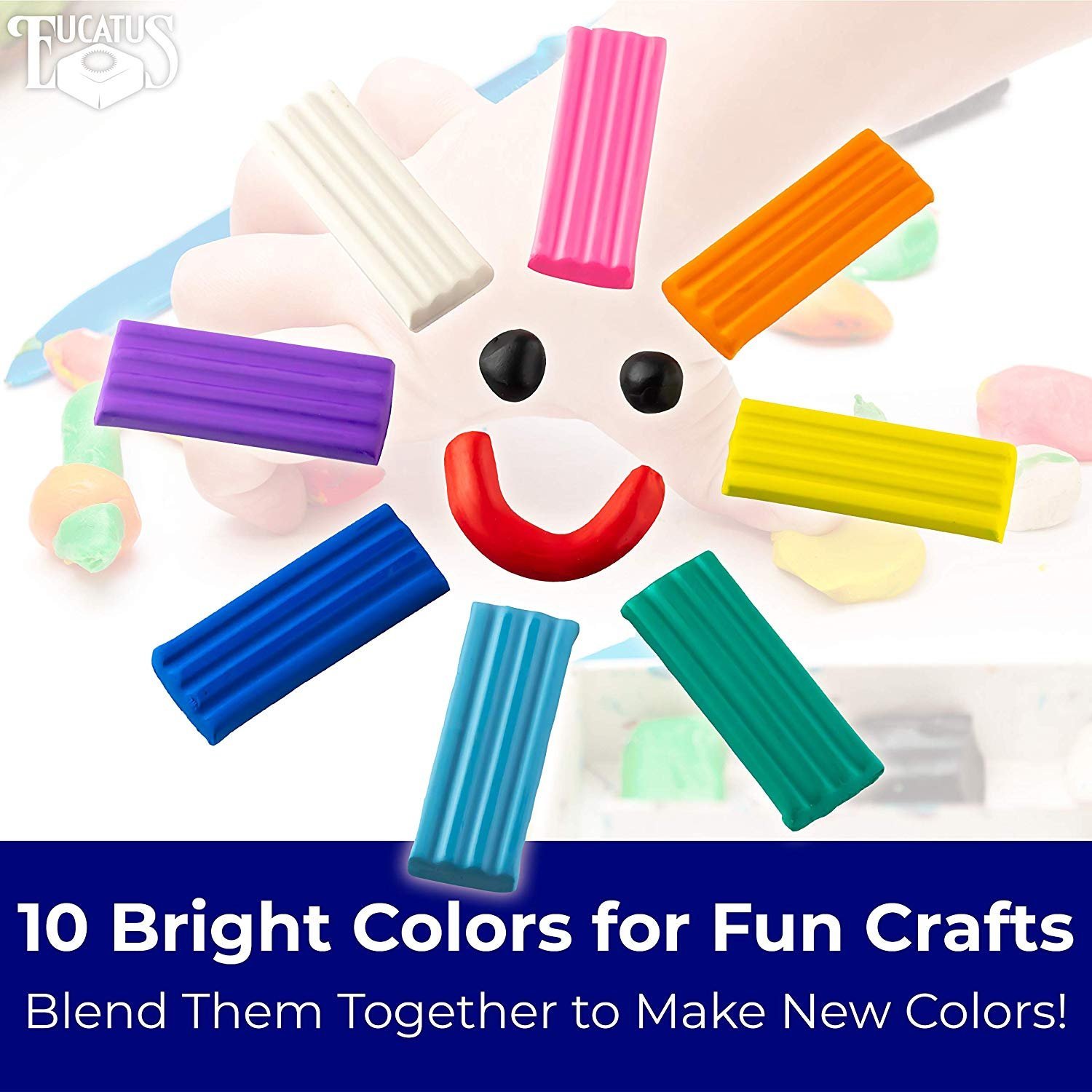 [10 Pc] Non-Toxic Rainbow Modelling Clay for Kids Sculpting & Crafts by Eucatus