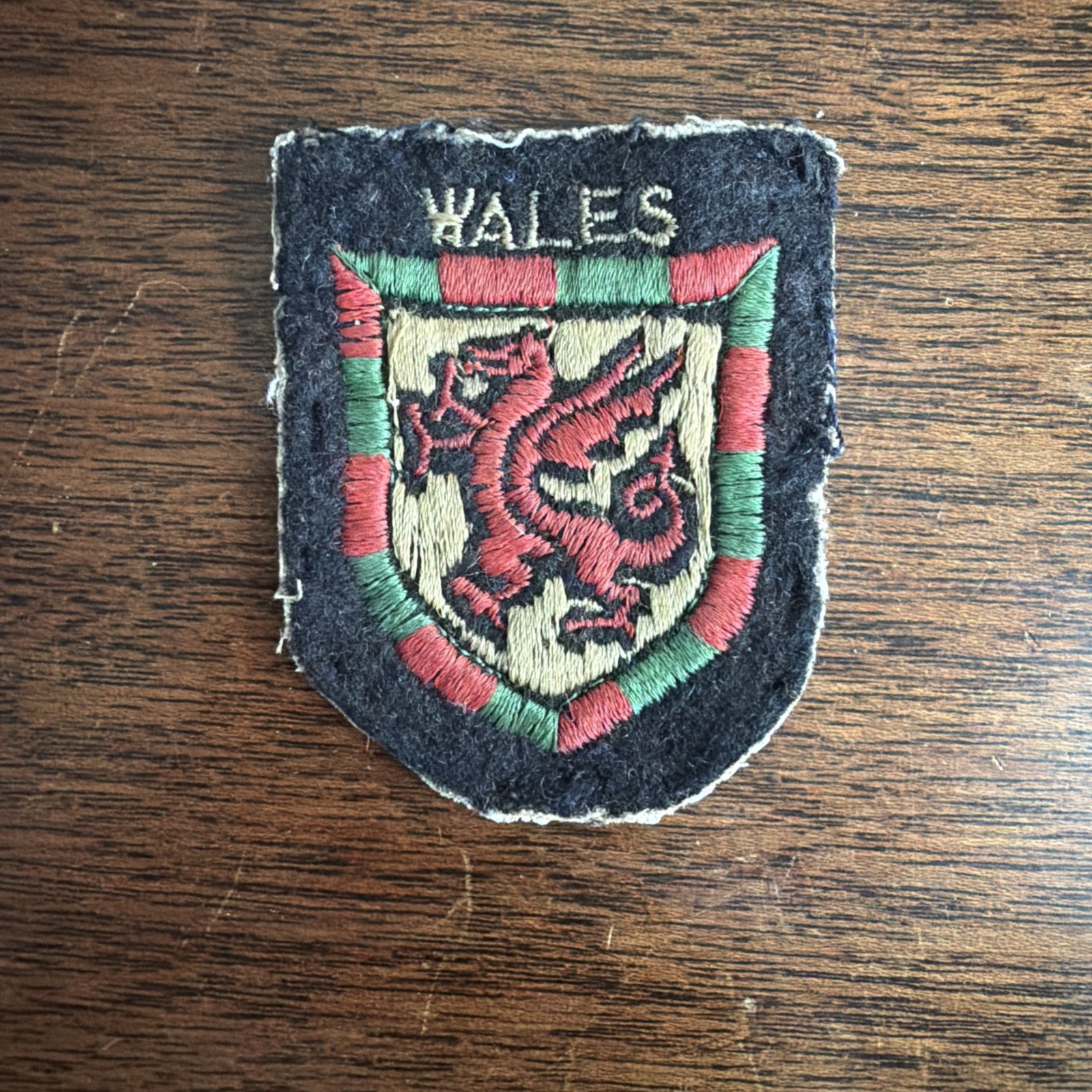 1960s Wales United Kingdom Dragon Passant Shield Felt Patch England UK Souvenir
